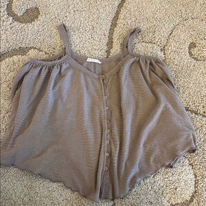 Flowy Brown Button-Up Tank Top